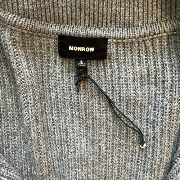 MONROW Double Breasted Knit cardigan blazer sweater women’s S Gray OldMoney $285 - Picture 3 of 6